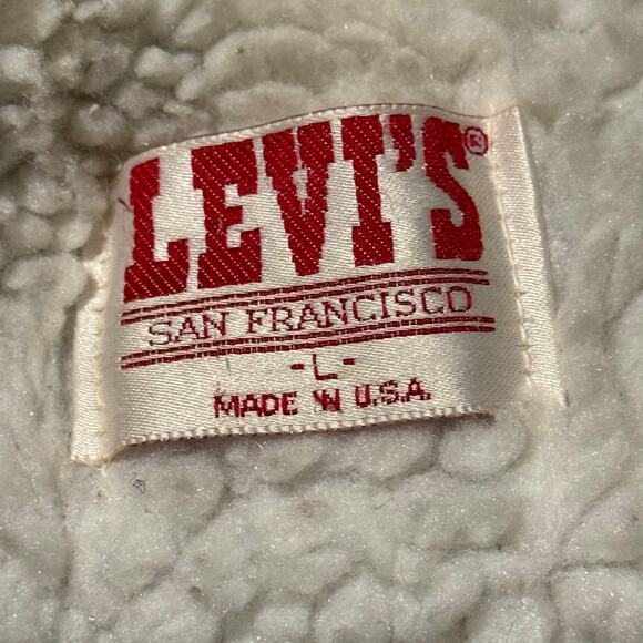 Vintage Made in USA Levis San Francisco Sherpa Lined Trucker Denim Jean Jacket - Picture 12 of 13